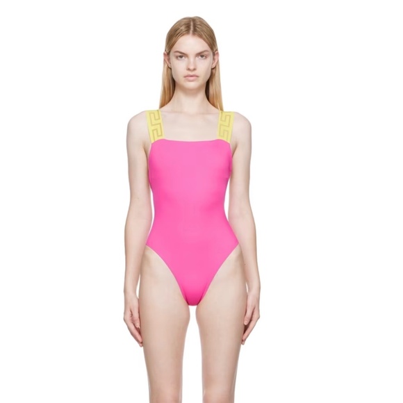VERSACE UNDERWEAR Pink Greca Border One-Piece Swimsuit - Picture 1 of 1